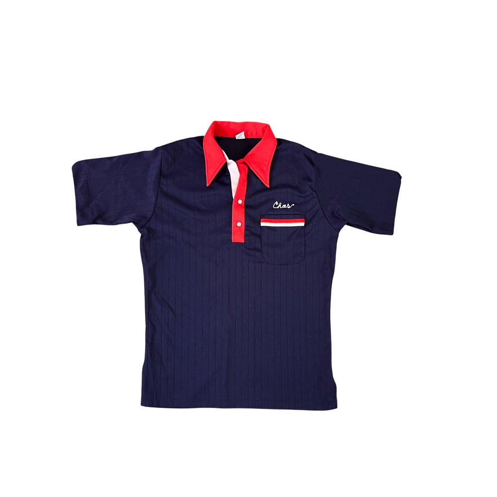 Vintage Hilton Anheuser Busch Bowling Shirt Navy Red Chain Stitch Mens Large